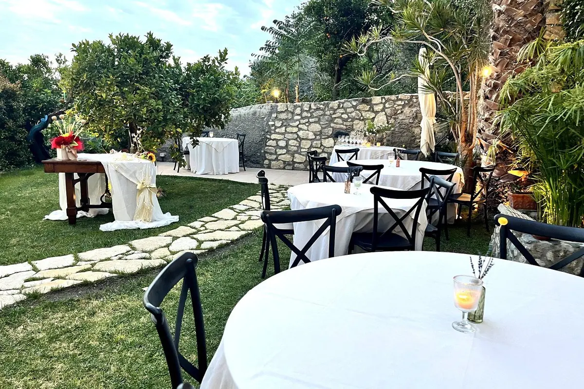 Outdoor garden set up for a wedding